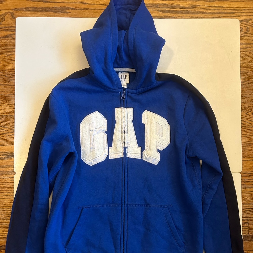 Zara Boys Vintage Soft Logo Zip Hoodie Blue XXL (14-16)